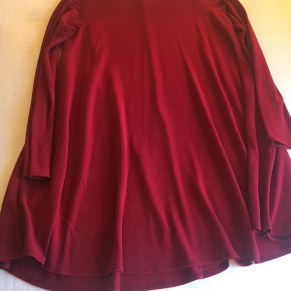 "dina be" Deep Red Tunic Length Dress (M) - Picture 2 of 4